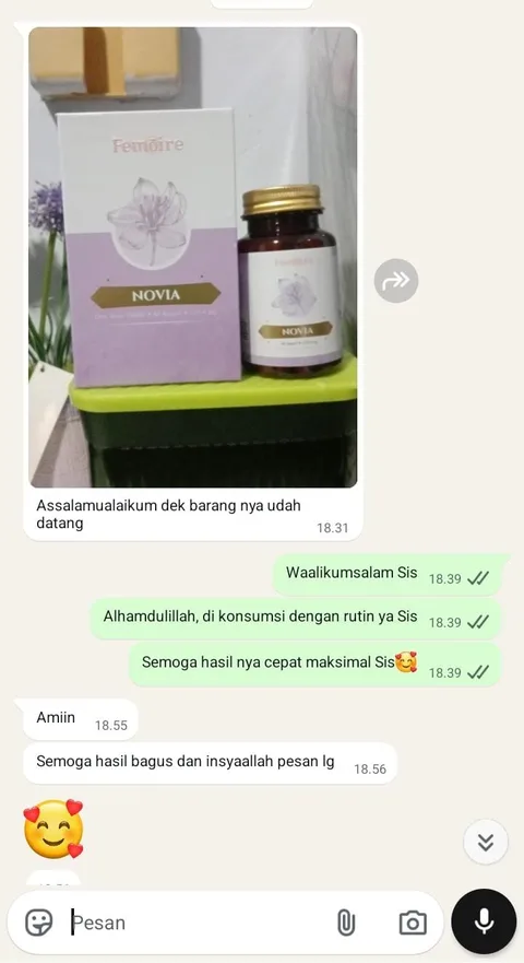 Bukti chat paket Novia sampai 3