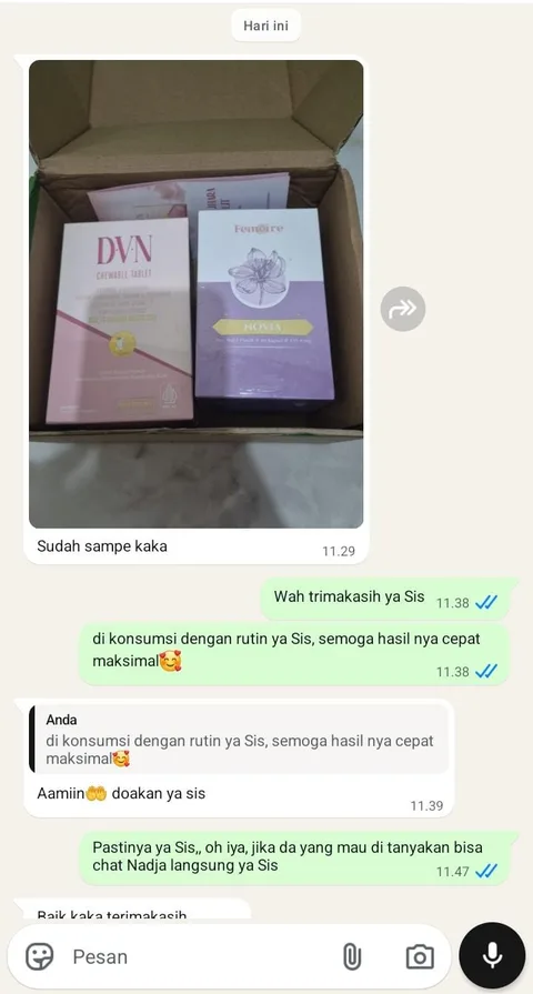 Bukti chat paket Novia sampai 4