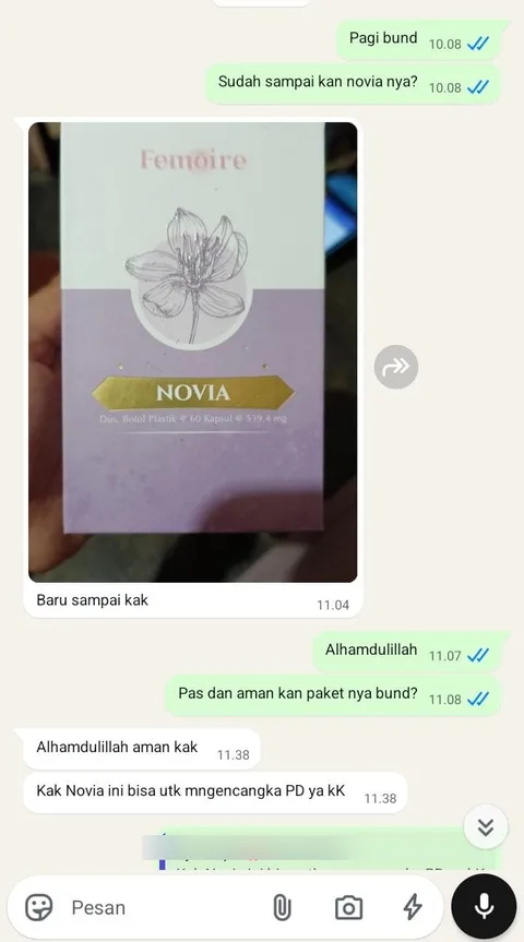Bukti chat paket Novia sampai 6