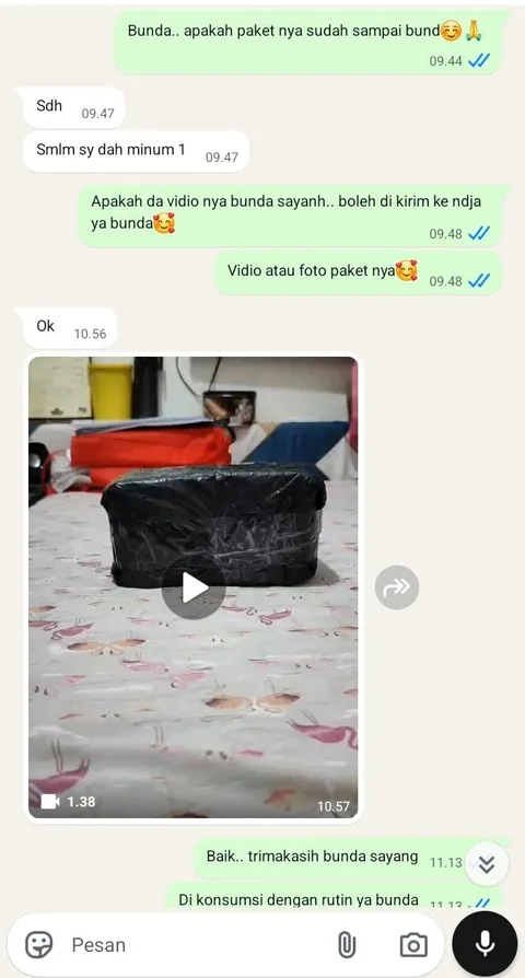 Bukti chat paket Novia sampai 7